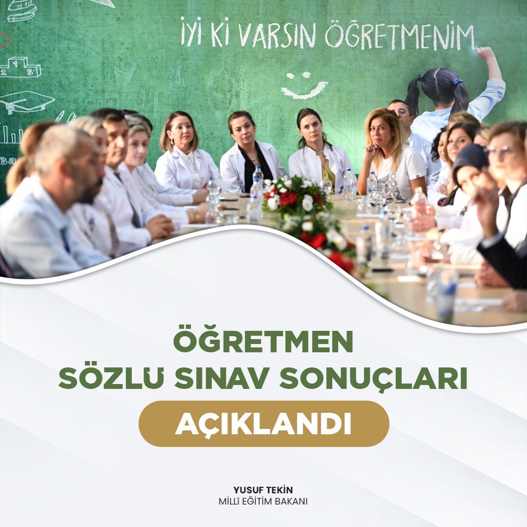 📌 15 Bin Sözleşmeli Öğretmen Alımı için Gerçekleştirilen Sözlü Sınav Sonuçları Açıklandı❗️

Sonuçların eğitim ailemize hayırlı olmasını diliyorum.

👉🏻 meb.gov.tr/sinavlar/sonuc…