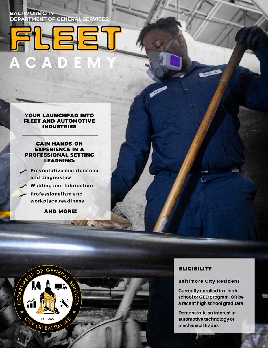 BaltimoreDGS's tweet image. Fleet Academy officially opens its application process on October 1st! 🗓️

Click tinyurl.com/3k34er6k to fill out an interest form today! Don’t miss your chance to be part of this exciting opportunity!

#FleetAcademy #ApplicationsOpen #wearedgs #baltimorecity