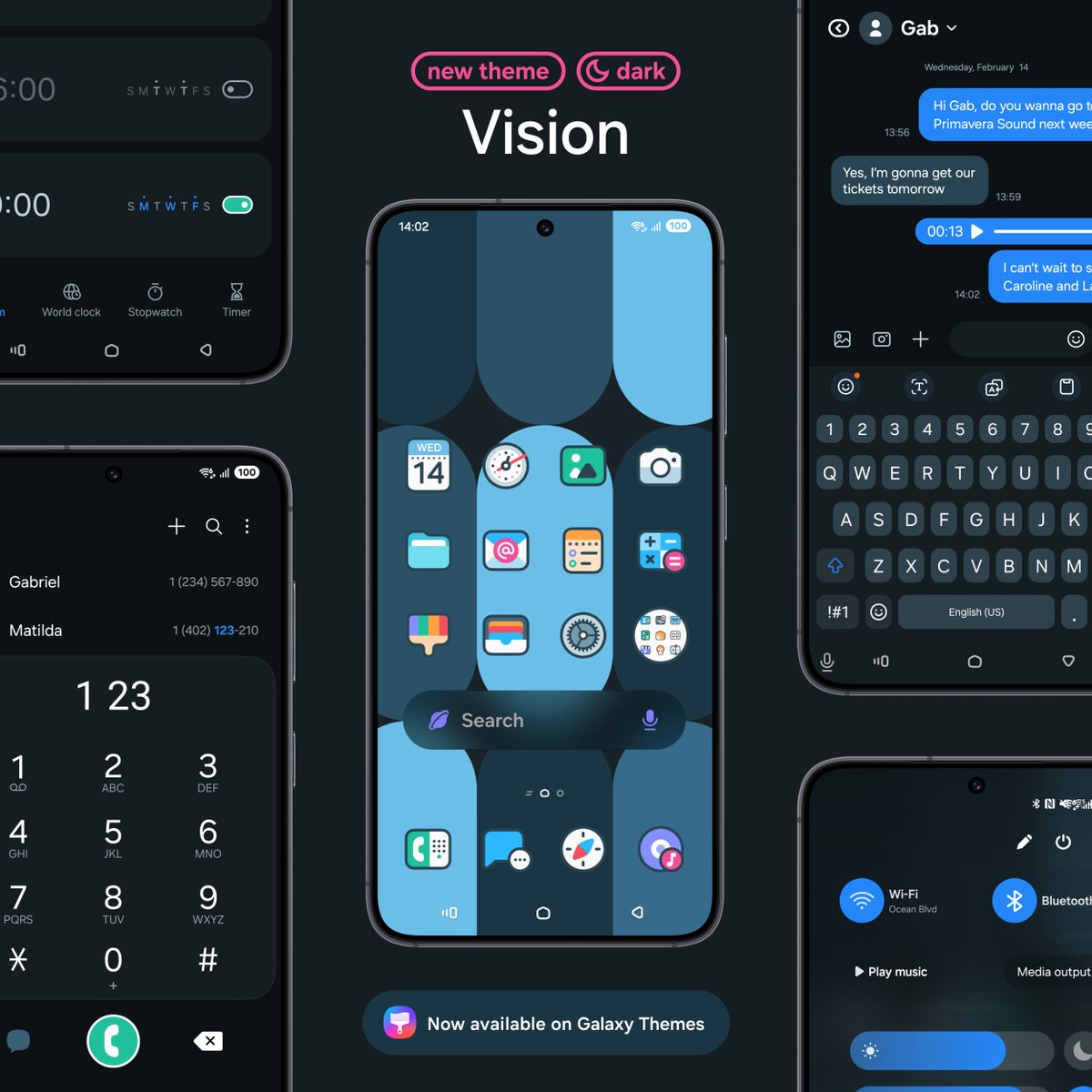 The dark mode of the Vision theme is now available on the Galaxy Themes app 🎨

Download it here ➡️ apps.samsung.com/theme/ProductD…

Don't forget to rate and comment it on Galaxy Themes and follow me on social media ✨ linktr.ee/flthemes