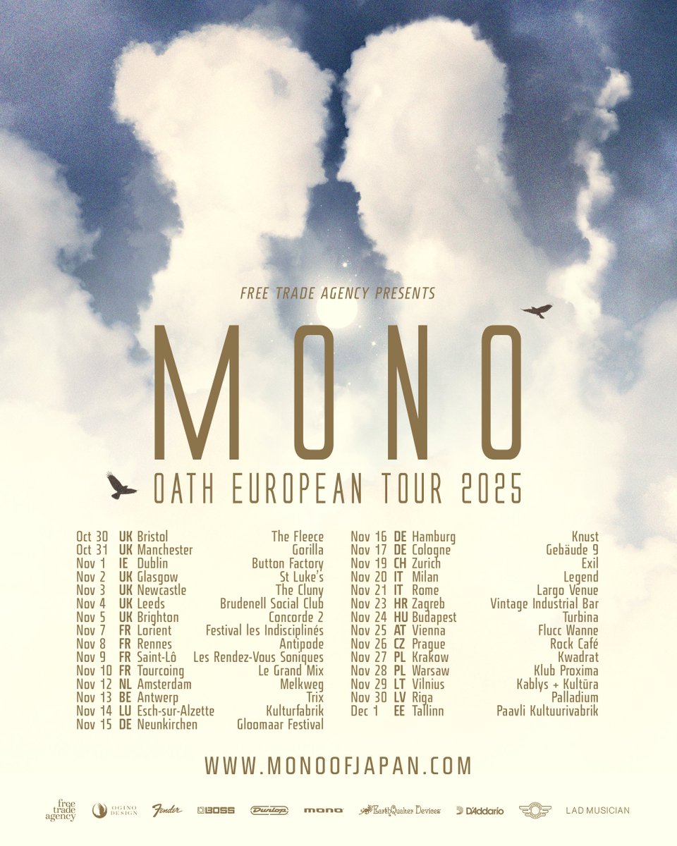 Now, 2 months to go until we return to Europe. We look forward to seeing you all again then!

Tickets: monoofjapan.com/tour.php