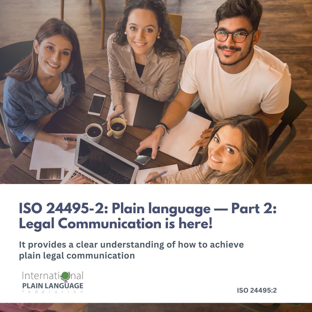 plain_language's tweet image. Please join us in sharing!

The standard for legal communication provides a clear understanding of what plain
language legal communication is and how you can achieve it.

Get your copy of ISO 24495-2: Plain language — Part 2: Legal Communication today.

bit.ly/3HTq12X
