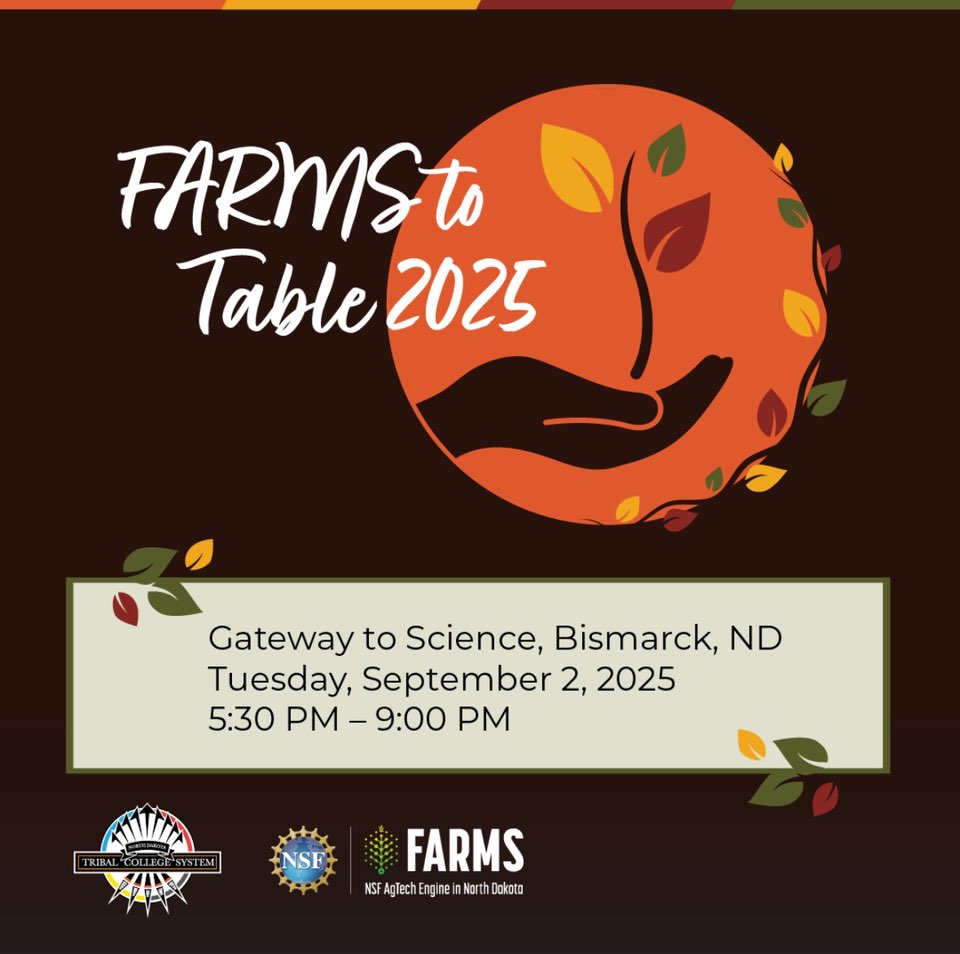 FARMS to Table 2025 is less than a week away and we saved you a seat. 🍴 This free community event brings together culture, food, and innovation at the Gateway to Science in Bismarck.

Reserve Your Seat: bit.ly/3V3qJNW