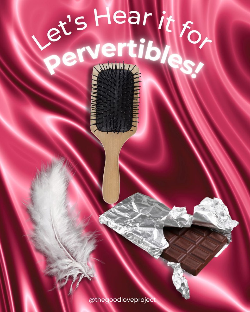 GoodLoveProject's tweet image. Let's hear it for PERVERTIBLES! These are everyday 'vanilla' objects that can be repurposed for erotic sensations.Challenge: Pick one object in your house (a feather, brush, chocolate bar) and find 3 ways it could be used in sensual play. Share your ideas in the comments!