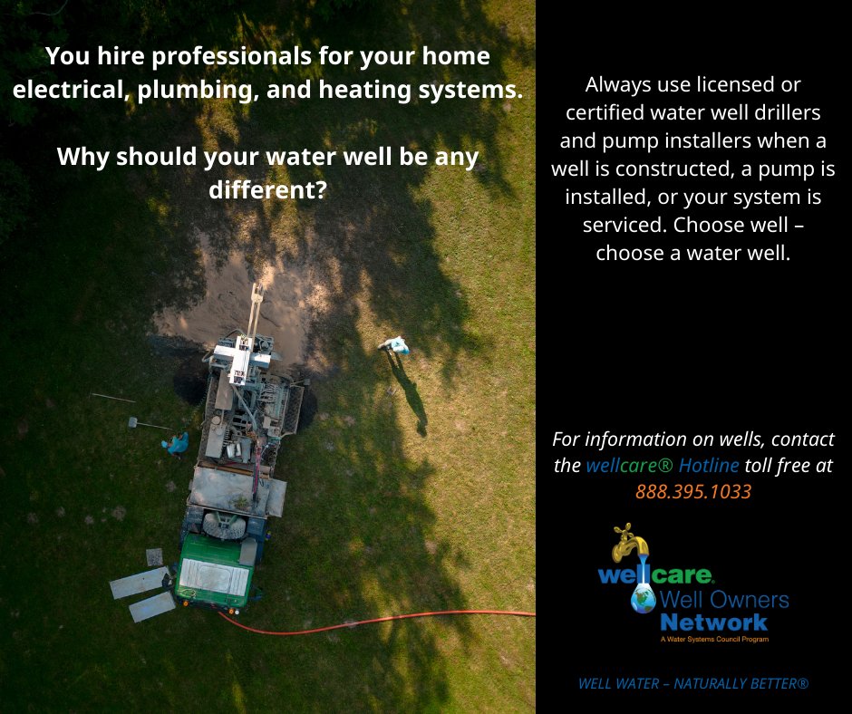 🌊 Friyay Flow 🌊 You hire pros for electric &amp; plumbing—why not your water well? Always use licensed #wellcontractors &amp; #pumpinstallers. Choose well—choose a water well. 💧👷‍♂️🛠️
#friyay #friyayflow #wellcare #waterwells #wellwater #wellcarehotline #wellcareWON
