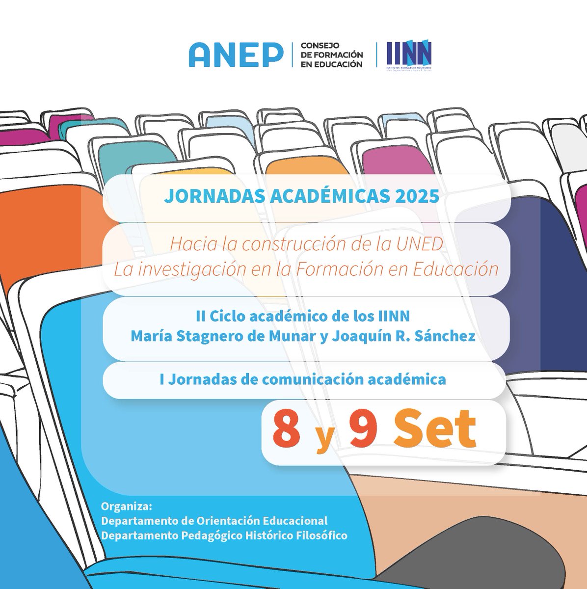 Jornadas académicas 2025 - IINN 
Hacia la construcción de la #UNED La investigación en la Formación en Educación 

🗓 8 y 9 de setiembre 

Más información: cfe.edu.uy/index.php/9-no… 

Inscripciones: docs.google.com/forms/d/e/1FAI…

Consultas: jornadasacademicasiinn@gmail.com

#CulturaCFE