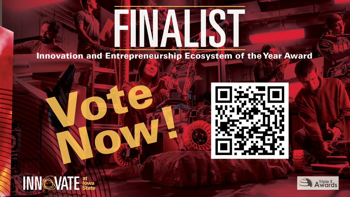 ISU is a finalist for the 2025 Triple E Awards Innovation and Entrepreneurship Ecosystem of the Year Award. The award recognizes a university ecosystem that exemplifies a thriving hub of innovation and entrepreneurship. Voting is open through Sept. 8. 2025.triple-e-awards.com/finalist/id/11…