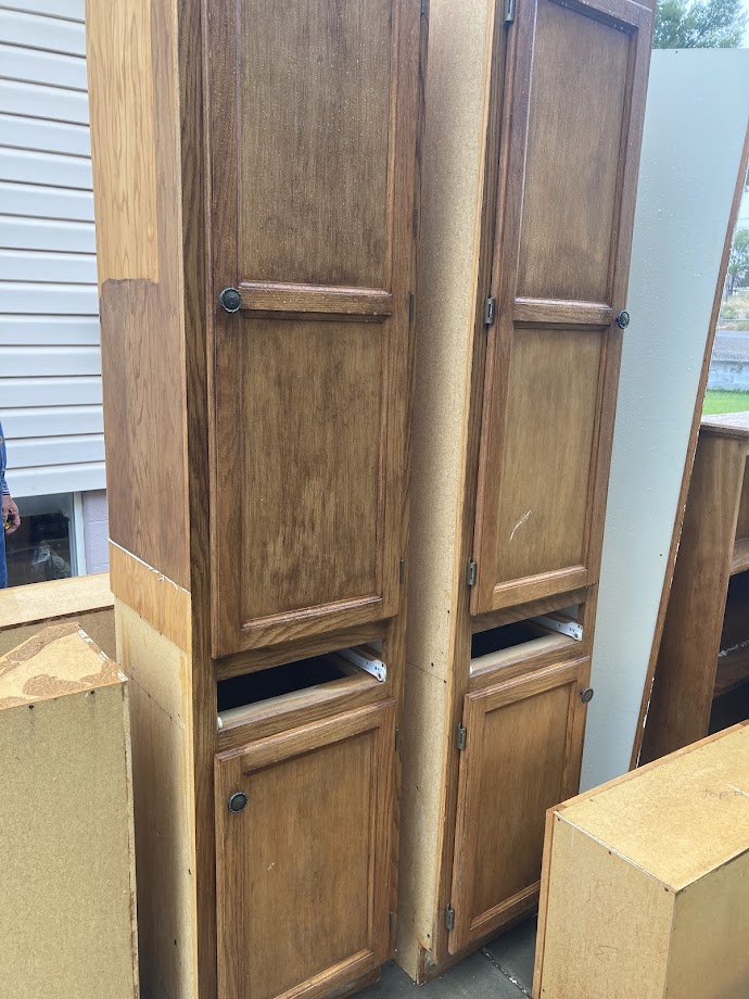 Might take a week to recuperate from loading, hauling and installing the free cabinets a young family man was giving away or he was going to haul them to the dump...they're custom, solid built cabinets. He bought the house of an elderly woman who recently died. #throwawaysociety