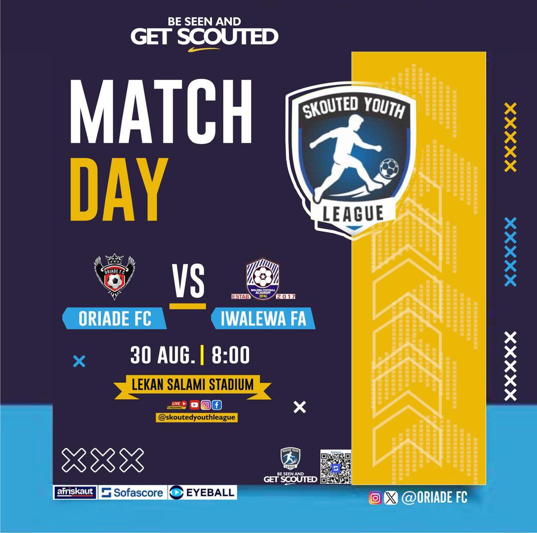 OriadeFC's tweet photo. IJAKADI with the #SAKIBOYS
#SYL25
#WK4

🆚 IWALEWA FA
🗓️ 30TH AUGUST 2025
 🕗 8AM
🏟️ ADAMASINGBA MAIN BOWL IBADAN

#ORIIWA
Come cheer us 
HigherWeFly

#Jaguarsportagency
#SkoutedYouthLeague
#Opekespices
#Niyazbamconsultant
#Sofascore
#Afriskaut
#Eyeball https://t.co/Ar2VYvYcft