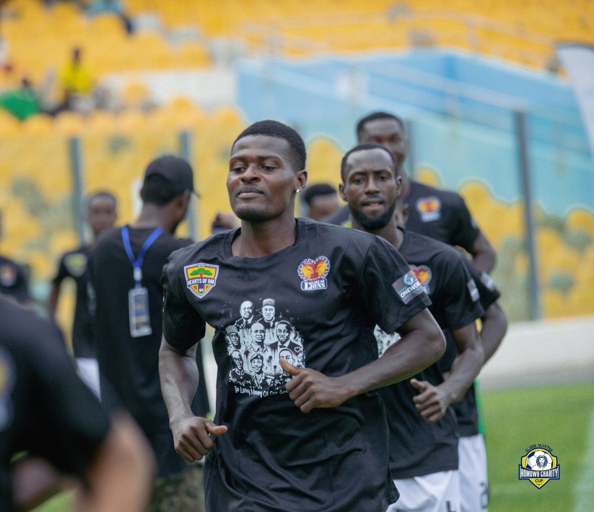 When Hearts of Lions emerged for their warm-up to get ready for the match. 

They also stepped onto the pitch with a glowing tribute on their shirts. 

#HomowoPeaceCup