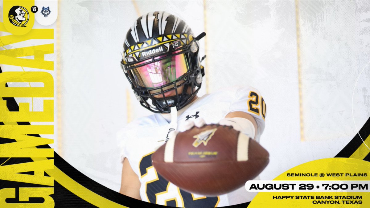 The wait is over. It's GAME DAY‼️

🆚 Canyon West Plains
🕖 7:00 PM
🏟️ Happy State Bank Stadium
📺 seminoleathletics.org/broadcasts

#TR1BE