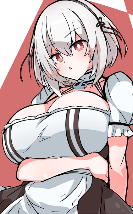 ご依頼でアズレンのシリアス描いてた_(┐「ε:)φ 原作よりቻቻが小さい気がする(:3_ヽ)_