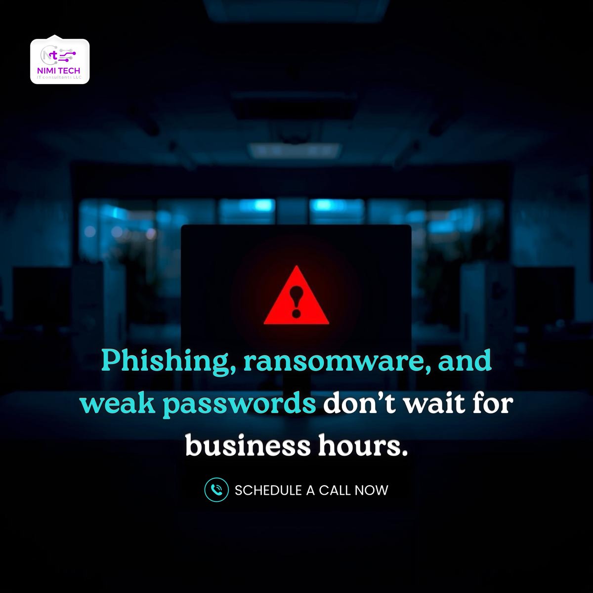 nimitechdigital's tweet image. Phishing, ransomware, and weak passwords don’t wait for business hours.
DM to NimiTech, Call (252) 903-9651, or Visit nimitechdigital.com/free-trial
👇 Follow @NimiTech for no-jargon security tips you can use today.
#CyberSecurity #SmallBizSecurity #RansomwareDefense #MFA