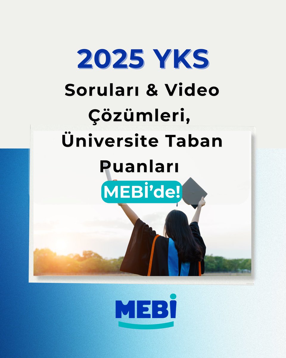 📣2025 YKS Soruları ve Video Çözümleri, Üniversite Taban Puanları MEBİ’de!💥
🚀mebi.eba.gov.tr
#MEBİ
<a href="/tcmeb/">Millî Eğitim Bakanlığı</a> <a href="/meb_ogm/">Ortaöğretim Genel Müdürlüğü</a> #yks2025