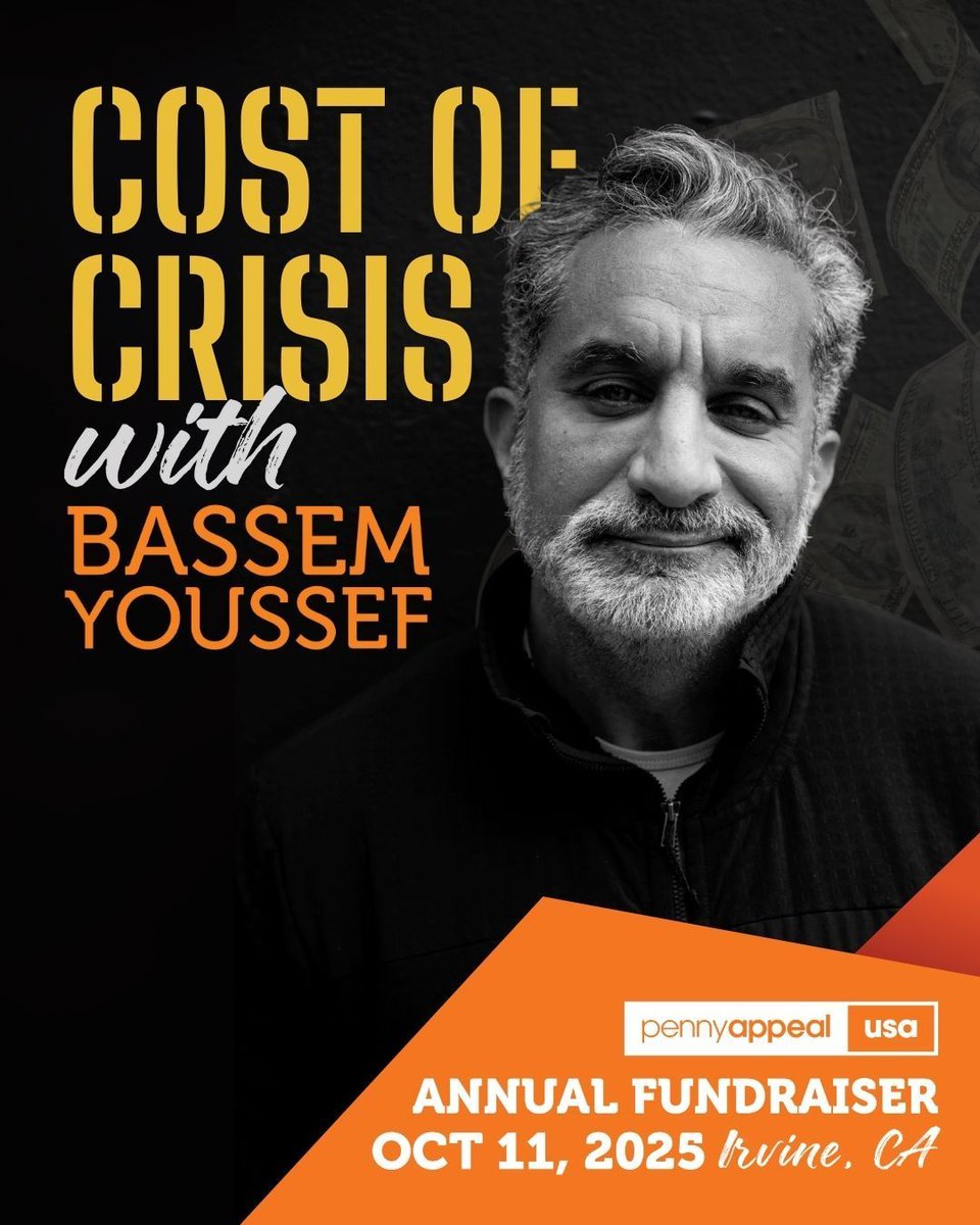 On October 11, PA USA invites you to Irvine, CA, for An Evening with Bassem Youssef as he brings humor &amp; sharp insight to powerful night of comedy &amp; conversation, spotlighting the human cost of crisis &amp; what’s happening in Gaza.

Stay tuned for tickets &amp; more guest announcements