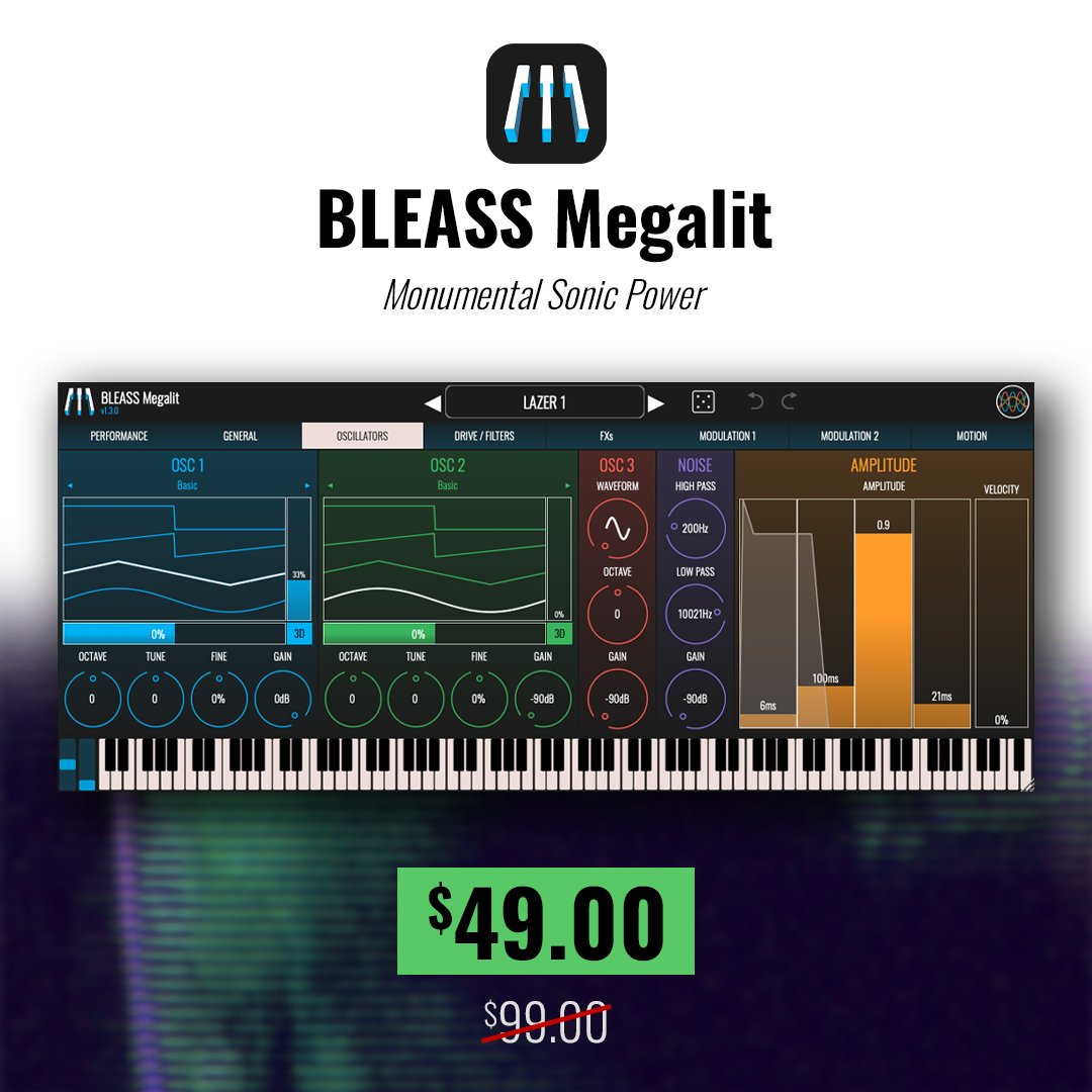 BLEASSapps's tweet image. 🎹 BLEASS SYNTHS SALE 🎹!
From Analog to FM, Wavetable, Granular Sample Synthesis, and MIDI FX – Unlock Endless Sound Design!
bleass.com/shop