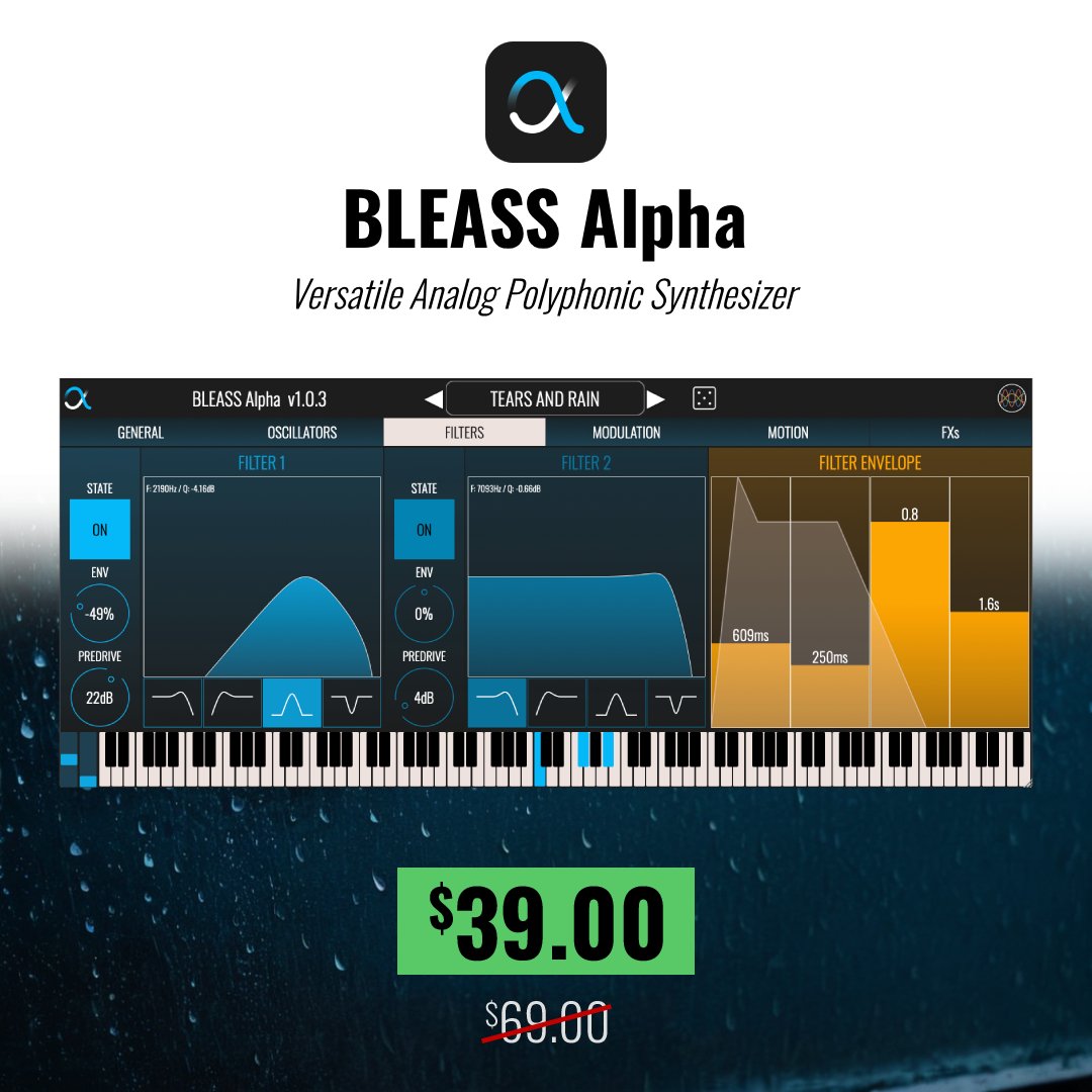 BLEASSapps's tweet image. 🎹 BLEASS SYNTHS SALE 🎹!
From Analog to FM, Wavetable, Granular Sample Synthesis, and MIDI FX – Unlock Endless Sound Design!
bleass.com/shop