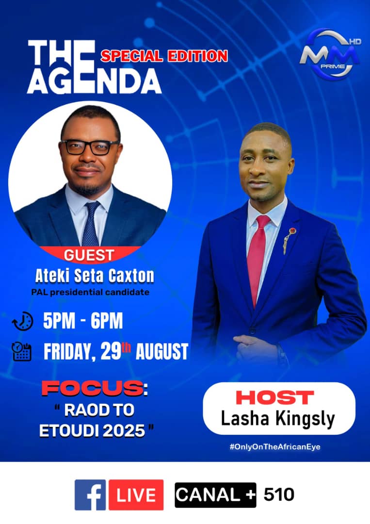 Atekiseta's tweet photo. I am the invitee of your favourite host Lasha Kingsly on #TheAgenda on @MyMediaPrime1 at 5pm. 

Je suis l'invité de votre animateur préféré Lasha Kingsly dans l'émission #TheAgenda ce soir à 17H00. #Ateki2025 https://t.co/5A2mGTJjWi