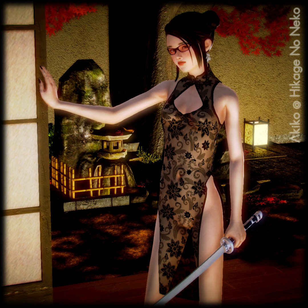 Model : Měilì // posing in a japanese garden with her katana, not in warrior mode, rather for a cheongsam brand's new commercial...