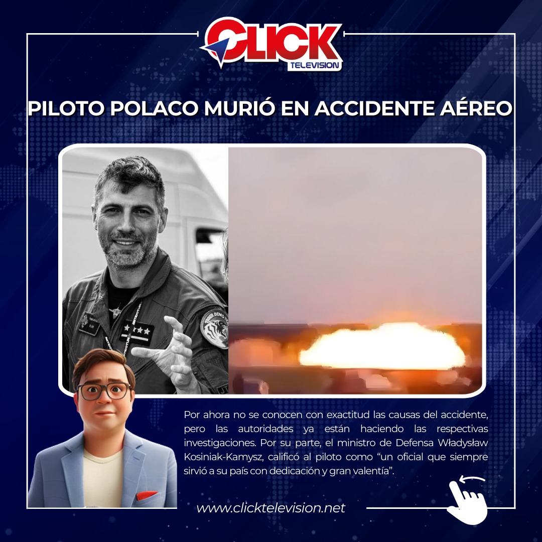 Durante un ensayo para el espectáculo aéreo Air Show 2025, un avión caza F-16 se accidentó y su piloto, murió. Ocurrió la tarde de este jueves 28 de agosto en Polonia.

El avión se impactó contra el suelo y se incendió. 

Más detalles aquí n9.cl/xy9t4