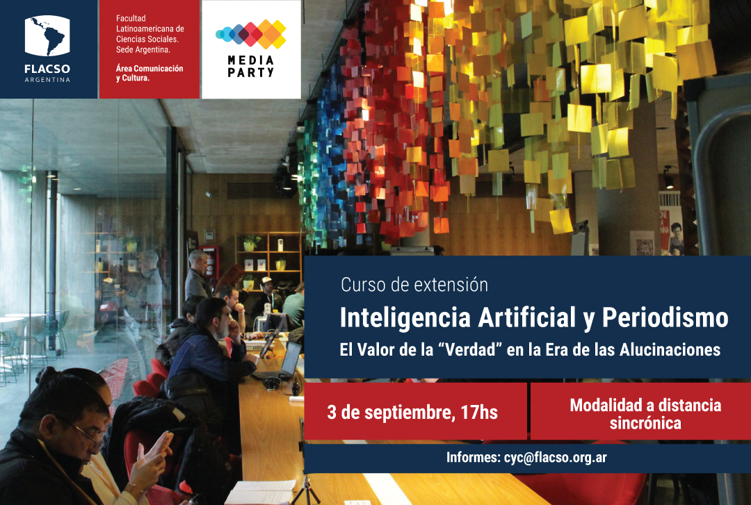Media Party🎉 (@mediapartyorg) on Twitter photo ¿Cómo integro #IA manteniendo criterios éticos?
¿Qué pasa con la autoría y la verificación?
Junto a <a href="/cyc_flacsoarg/">Área de Comunicación y Cultura de FLACSO Argentina</a>  proponemos este curso sincrónico con profes de primera como Andrés  Cotton, Natalia Zuazo o Sebastián Hacher #periodismo #ia  ℹ️info bit.ly/41v4Zya ¿Cómo integro #IA manteniendo criterios éticos?
¿Qué pasa con la autoría y la verificación?
Junto a <a href="/cyc_flacsoarg/">Área de Comunicación y Cultura de FLACSO Argentina</a>  proponemos este curso sincrónico con profes de primera como Andrés  Cotton, Natalia Zuazo o Sebastián Hacher #periodismo #ia  ℹ️info bit.ly/41v4Zya