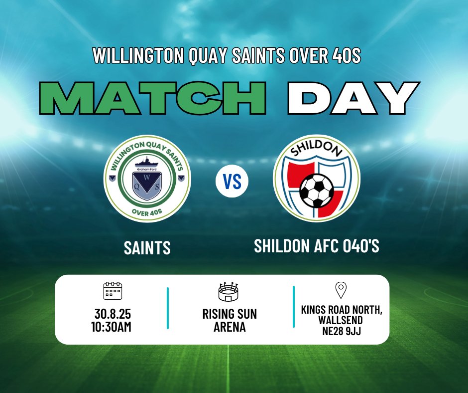 Match Day 4

Back home again this week as we look to continue our unbeaten run with a tricky tie against a strong Shildon team. We look to build last week's fantastic 3-0 away win and have a strong squad available. Support welcomed as usual. 

🟢⚪Up the Saints⚪🟢