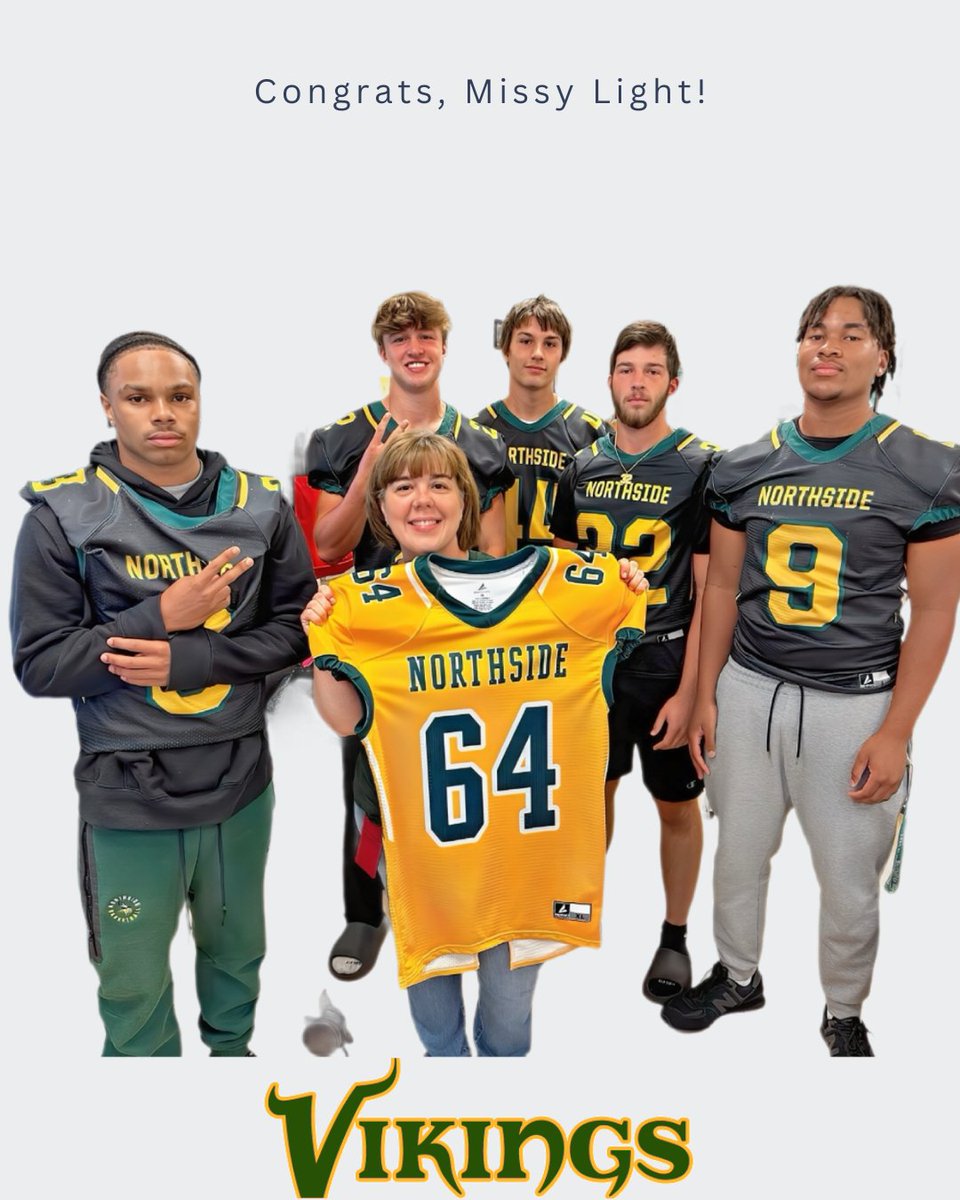 Teacher of the Week:
Each week the football team is honoring a staff member selected and voted on by the players. Today they honored our VA/US History and Government Teacher, Missy Light. The 64 jersey pays homage to Jim Hickam’s favorite number. Thank you, Missy Light!