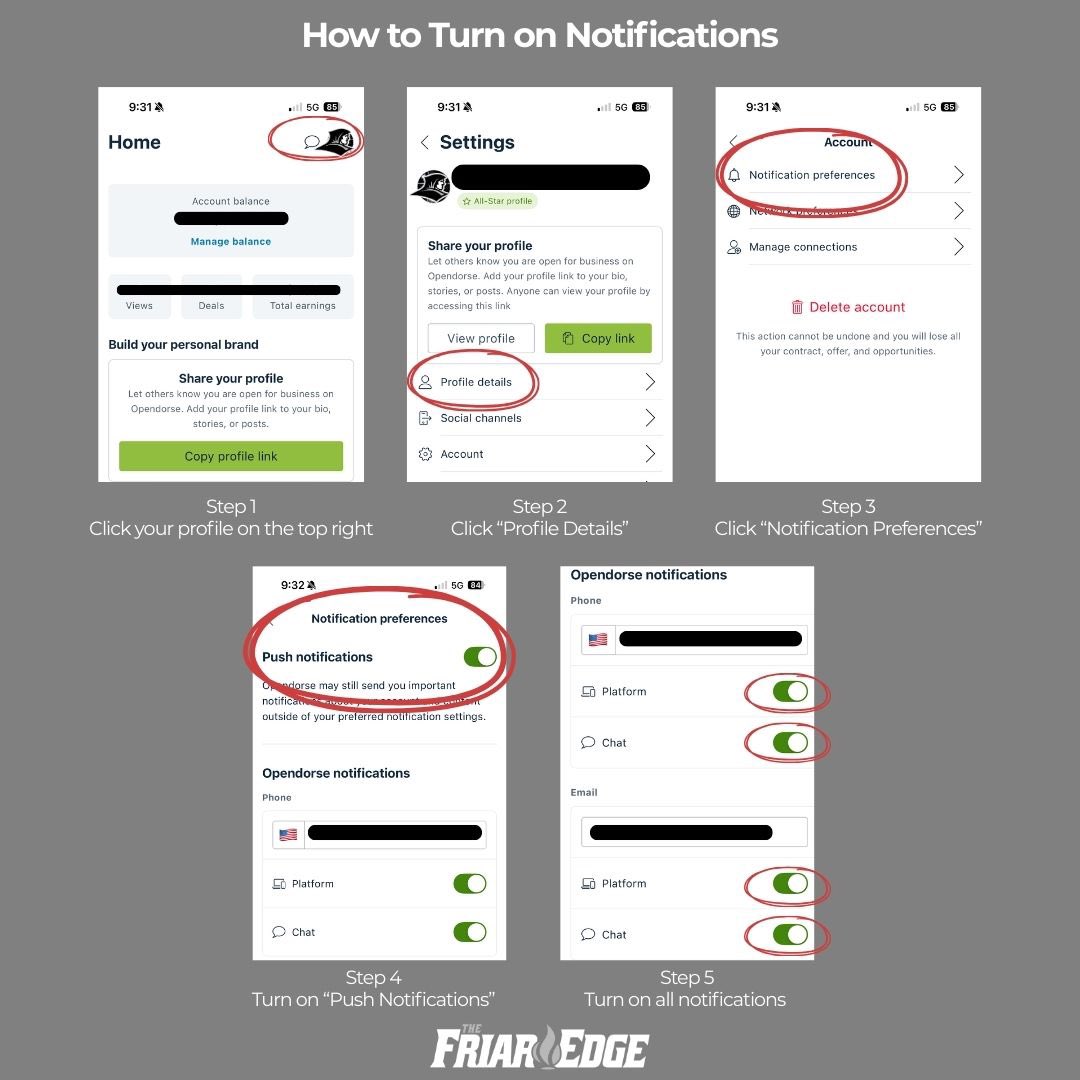 Providence College Student Athlete Development (@thefriaredge) on Twitter photo NIL Media Day is getting closer!!🚨🚨
Turn on your notifications now to be ready for the deal to drop on September 2nd at 7:30 pm.
See above for step-by-step directions.
#gofriars #NIL NIL Media Day is getting closer!!🚨🚨
Turn on your notifications now to be ready for the deal to drop on September 2nd at 7:30 pm.
See above for step-by-step directions.
#gofriars #NIL