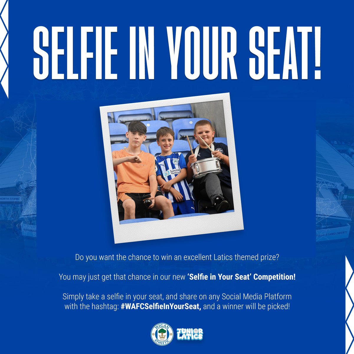 JuniorLatics (@juniorlatics) on Twitter photo ๐ฑ๐๐๐ก๐๐๐ ๐๐ฃ ๐๐ค๐ช๐ง ๐๐๐๐ฉ!
Do you want the chance to win an excellent Latics themed prize? ๐ค
You may just get the chance in our new โSelfie in Your Seatโ Competition that launches today! ๐คฉ
Simply take a selfie in your seat and post on any Social Media platform ๐ฑ๐๐๐ก๐๐๐ ๐๐ฃ ๐๐ค๐ช๐ง ๐๐๐๐ฉ!
Do you want the chance to win an excellent Latics themed prize? ๐ค
You may just get the chance in our new โSelfie in Your Seatโ Competition that launches today! ๐คฉ
Simply take a selfie in your seat and post on any Social Media platform