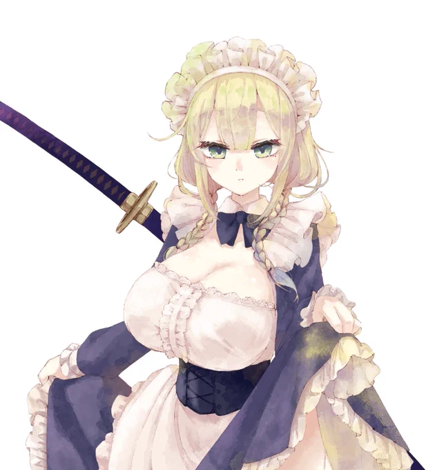 デカ乳すまし顔メイド描いた