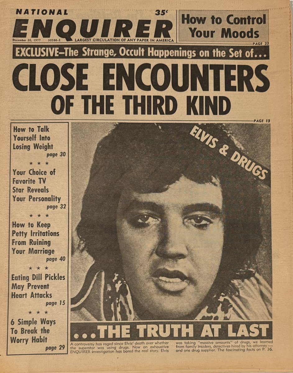 MAILDAY! The National Enquirer was a rag, but someone actually did some reporting here. #closeencountersofthethirdkind #closeencounters #ce3k #stevenspielberg #terigarr #douglastrumbull #jallenhynek #merrillconnally