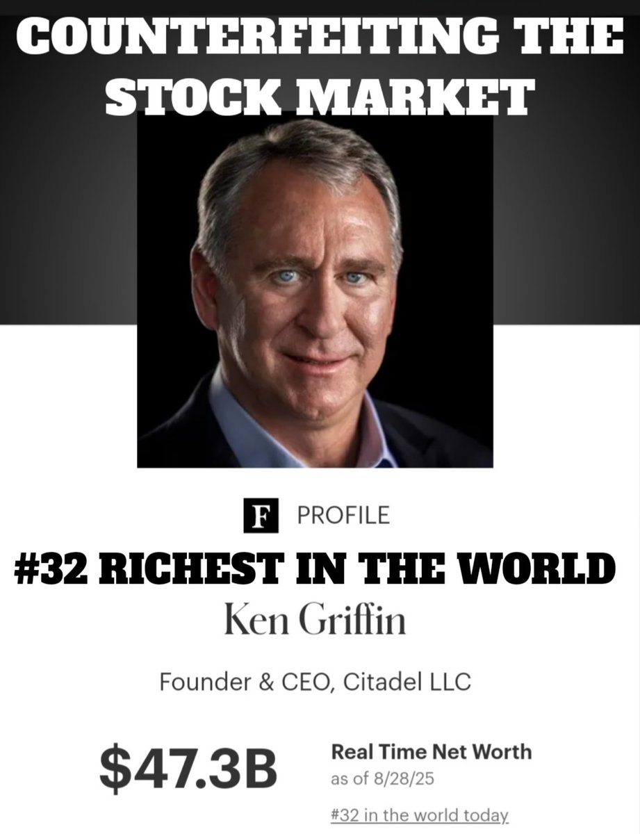 🐍🐀 KEN GRIFFIN 32 RICHEST IN THE WORLD 🌎 

Ken Griffin's Net Worth went Parabolic since 2021 🤔

Why❓️
From Google AI
"Has indeed grown substantially, reaching an estimated $48.3 billion as of August 2025. The "parabolic" rise is driven primarily by the exceptional