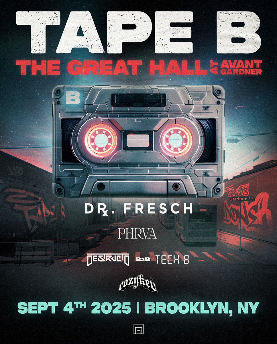 Brooklyn!! the show next thursday is now at the great hall along with a (free) surprise on 9/5 in NYC. Bringing back tech b for a B2B with <a href="/destructoamf/">Destructo</a> along with some other special guests <a href="/DrFresch/">Dr. Fresch</a> <a href="/phrvabass/">Phrva</a> <a href="/cozykevvv/">cozy kev</a> ❤️

More info in replies