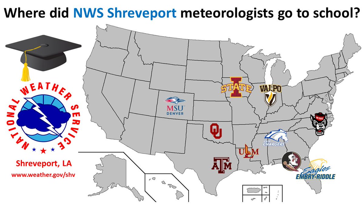 Have you ever wondered where our forecasters studied meteorology? For #CollegeColorsDay, we wanted to join in on the fun and share our school spirit! 
Aspiring future meteorologists may visit weather.gov/students for info about internships and careers in the NWS!