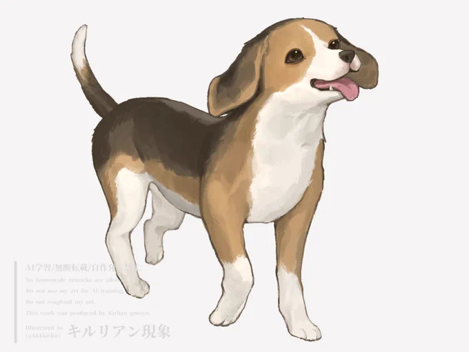 息抜きに犬を描く……