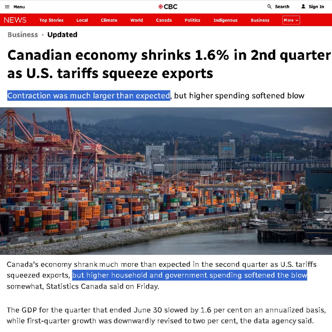 Six months ago, Mark Carney said he'd make the Canadian economy the strongest in the G7.

Today we find out that was another lie. Unemployment is up, living costs are up and the economy is shrinking.

Carney is a liar and a fraud. He's no economic genius, he's an economic hitman.