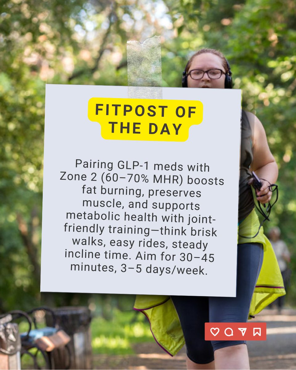 IDEA® Health & Fitness Association (@ideafit) on Twitter photo On GLP-1s? Steady Zone 2 walks or rides help you burn more fat and keep hard-earned muscle—without frying your recovery. Read the guide for heart-rate targets and weekly tips: hubs.ly/Q03DZryV0
 #Zone2 #GLP1 #WeightManagement On GLP-1s? Steady Zone 2 walks or rides help you burn more fat and keep hard-earned muscle—without frying your recovery. Read the guide for heart-rate targets and weekly tips: hubs.ly/Q03DZryV0
 #Zone2 #GLP1 #WeightManagement