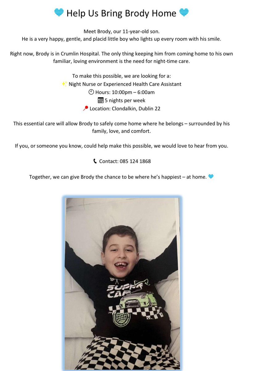 paulmurphy_TD's tweet image. Please share to try and help 11 year old Brody and his family.

If you know anyone that might be able to help, please send this onto them!