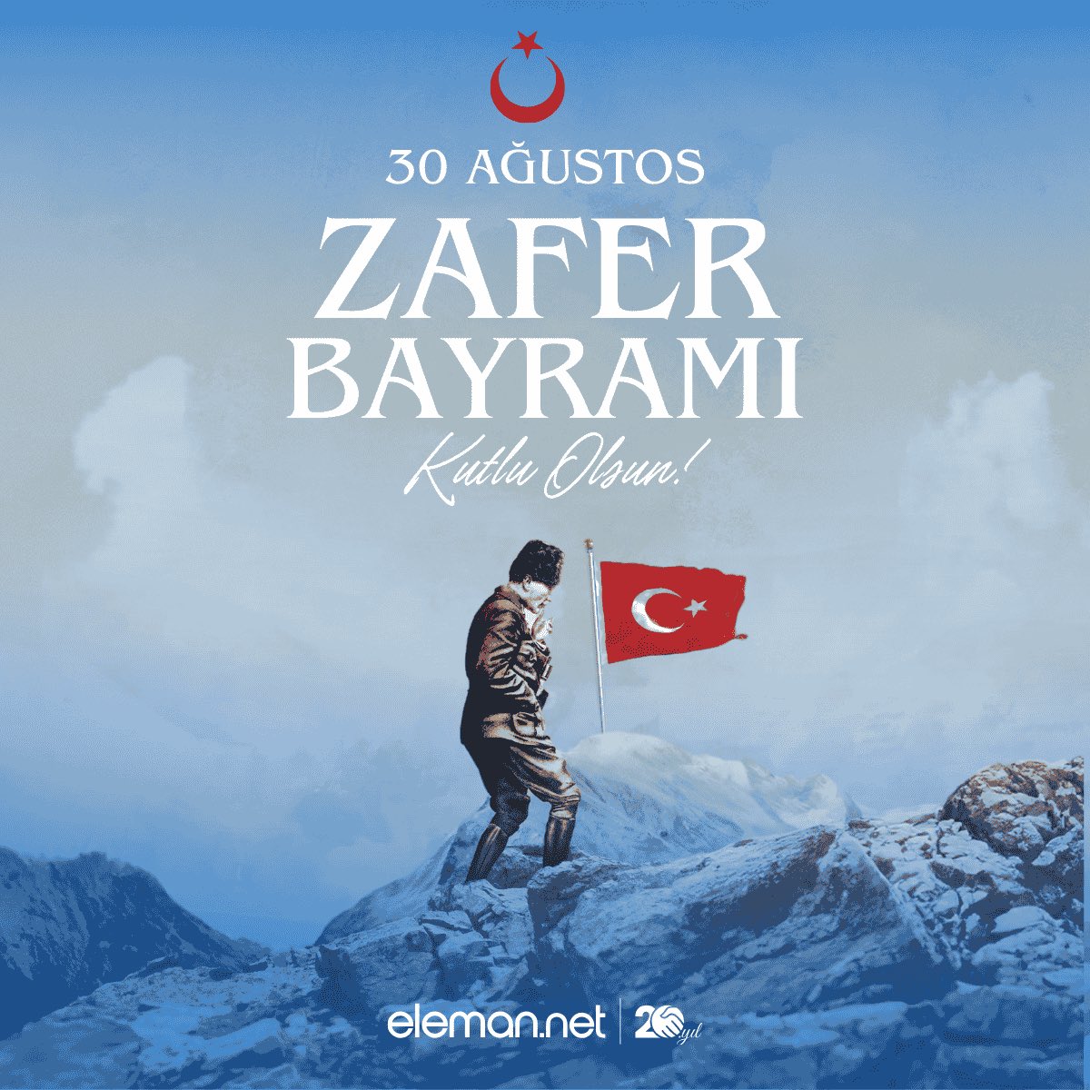 elemannet's tweet photo. 30 Ağustos Zafer Bayramı’mız kutlu olsun!🇹🇷💙

Başta Gazi Mustafa Kemal Atatürk olmak üzere, vatanımız için canını feda eden tüm şehitlerimizi ve gazilerimizi minnetle anıyoruz. #ZaferinAdı30Ağustos #zaferbayrami #zaferbayramımızkutluolsun https://t.co/gkEU2UoYmB