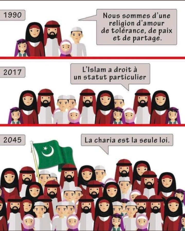 <a href="/F_Desouche/">Fdesouche.com est une revue de presse</a> Aujourd'hui le voile, demain la burqa et après demain la charia.
Quand tu accueilles des étrangers dans ton pays qui à la fin te disent que ce pays est le leur, c'est que le grand remplacement est en cours.
Que les belges dégagent ceux qui veulent les grand remplacer ! 🤨✈️