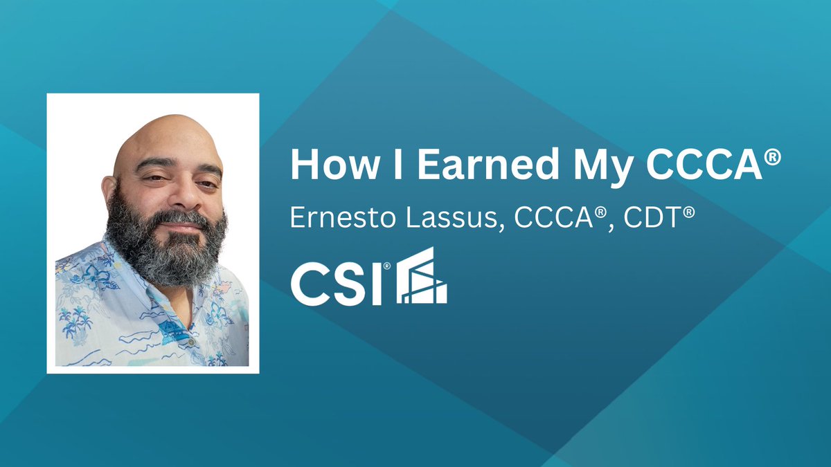 CSIConstruction's tweet image. CCCA Certification Spotlight 🙌

Meet Ernesto Lassus! With 30 years in the #AECO industry, he earned his CCCA certification to boost confidence, recognition &amp;amp; project success.

bit.ly/3Vvgja5

#CSIcertification #Construction #Architects #Specifiers #CareerGrowth