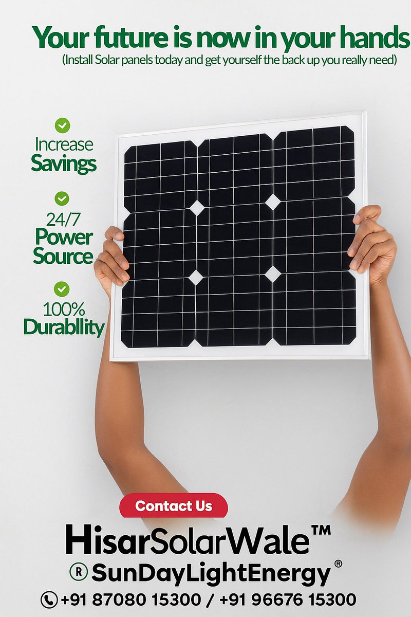 🌞 आपका भविष्य अब आपके हाथों में है!

आज के समय में Solar Panel Installation सिर्फ़ एक ट्रेंड नहीं बल्कि बिजली बचत और Free Solar Energy का सबसे बेहतर विकल्प है। 

सरकार की PM Surya Ghar Muft Bijli Yojan अब हर घर को दे रही है Free Solar Power और बिजली बिलों से आज़ादी।