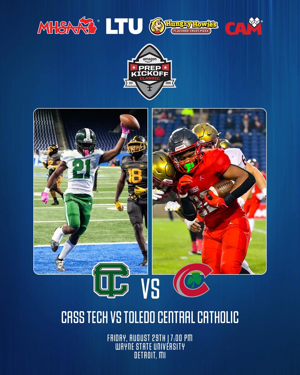 🏈 STATE CHAMPS! Gametime Live is back with two big matchups from the Amazon Prep Kickoff Classic! Don’t miss a minute of the action! 

Today’s Lineup:

4:00 PM – Allen Park vs. Trenton
📺 Watch Live: youtube.com/live/4HXCdanSM…

7:00 PM – Detroit Cass Tech vs. Toledo Central