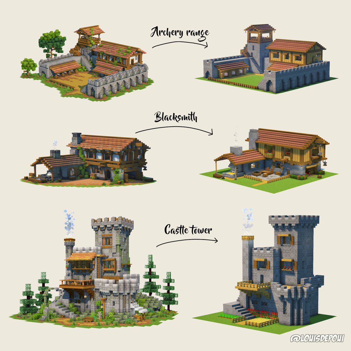louisdepoui's tweet image. Simplified versions of my designs #minecraft #minecraftbuild #minecrafthouse
