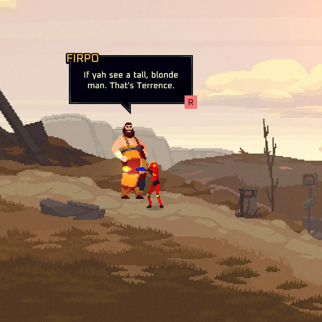Outerminds's tweet image. Concept art of Firpo, you&apos;ll stumble on him while exploring the wasteland!

#metroidvania #indiegaming #retrogame #retrogaming #indiegame #platformer #bosses