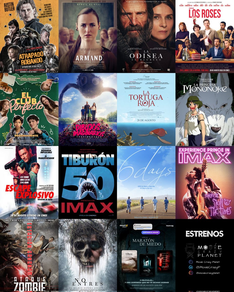 MovieCrazyP's tweet image. 🎬 Estrenos
🗓 Viernes 29 de agosto

#AtrapadoRobando
#Armand
#LaOdisea
#LosRoses
#ElClubPerfecto
#DibujosImaginarios
#LaTortugaRoja
#LaPrincesaMononoke
#EscapeExplosivo
#Tiburon #IMAX
#6Days
#Prince #IMAX
#AtaqueZombie
#NoEntres
#MaratónDeMiedo

💻 moviecrazyplanet.com/?p=15588