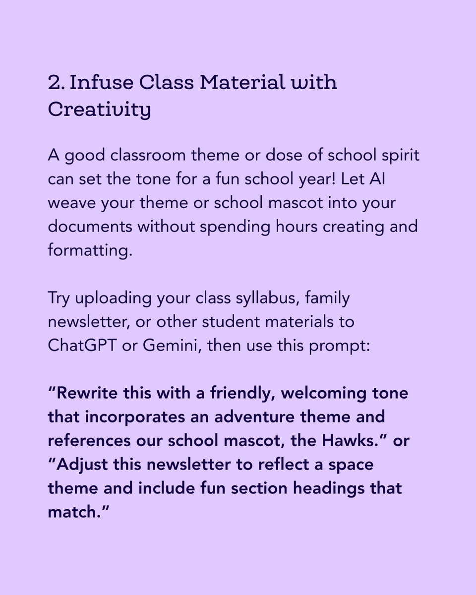 TeachingChannel's tweet image. As you start prepping for the first days back in school, consider leaning on a behind-the-scenes helper, a handy teacher’s assistant powered by AI. 💻

Explore 5 genius AI hacks on the K12 Hub: teachingchannel.com/k12-hub/blog/5….