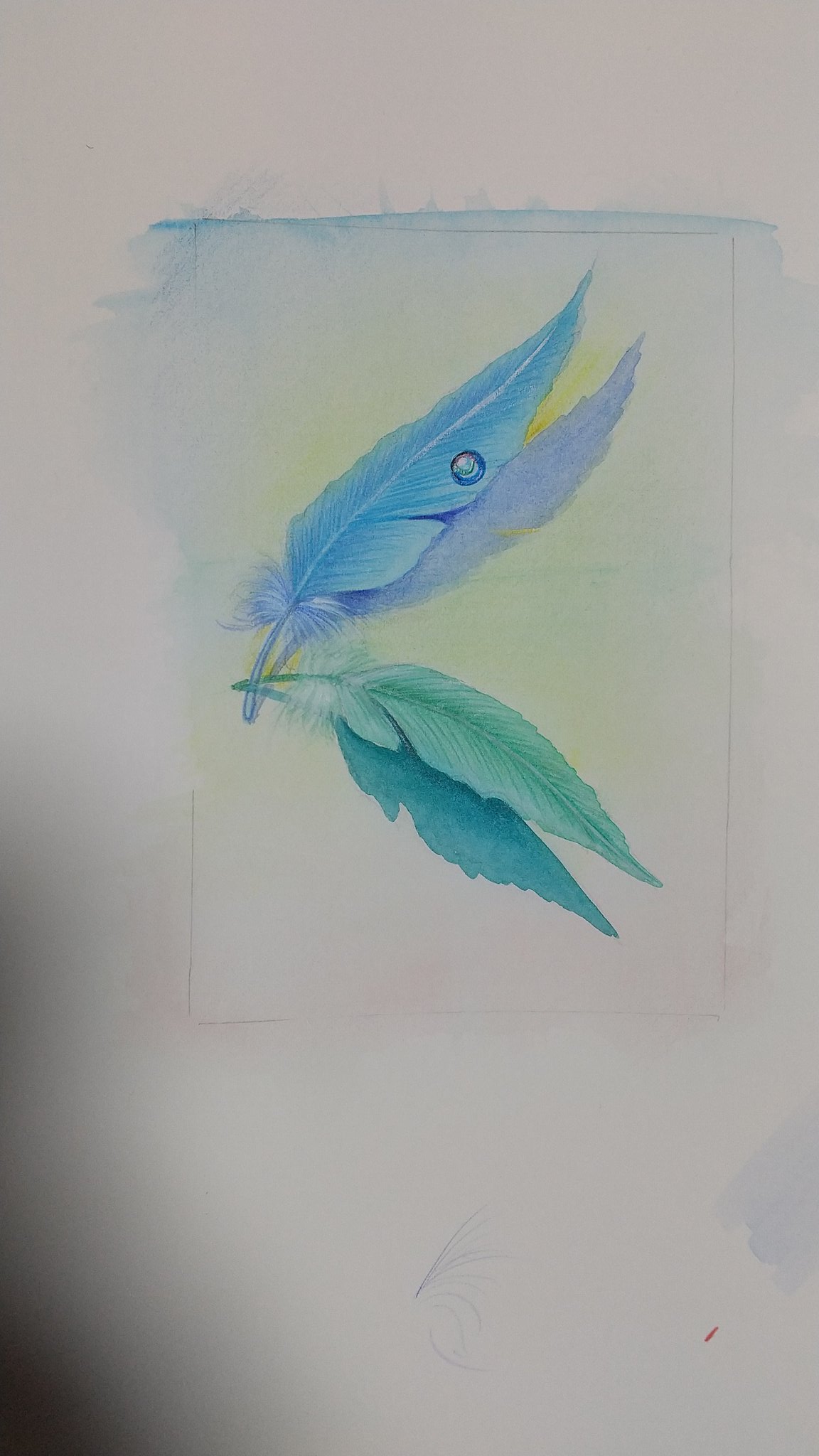 水彩アート「初雪」1点物、手描き、真筆 水彩アート「初雪」1点物、手描き、真筆 Watercolor Pen] Draw
