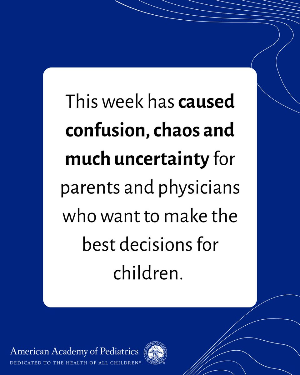 AmerAcadPeds's tweet image. The firing of the CDC’s director and subsequent resignations of CDC officials will have a direct impact on children’s health. AAP will continue to serve as a trusted partner for pediatricians and parents, sharing scientific recommendations that put the health of children first.