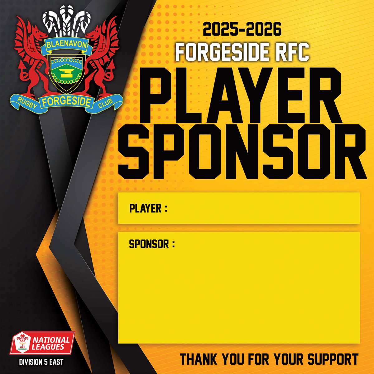 ForgesideRFC's tweet image. Would you like your company name and logo supporting the club…. 

From as little as £50 you can sponsor a player for the season 

Or £250 for a pitch side banner 

Please contact us.