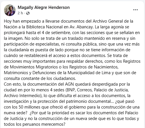 Biblioabpperu's tweet photo. 🔴 [LO ÚLTIMO]
¿El Archivo General de la Nación está siendo desmantelado en silencio? 😱
📢 Alerta: ¿Estamos ante la destrucción lenta del acceso a nuestra historia y a tus derechos?

❌ ¿Quién responde?
❌ ¿Dónde está la transparencia?
❌ ¿Quién se beneficia del caos? https://t.co/lFp2ltGxzs
